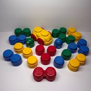 Fisher Price Stack & Build Blocks Car Rattle Figures 1996 Vintage Lot of 21 Toys